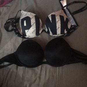 2 VS Pink bras in a size 34A. Never worn.